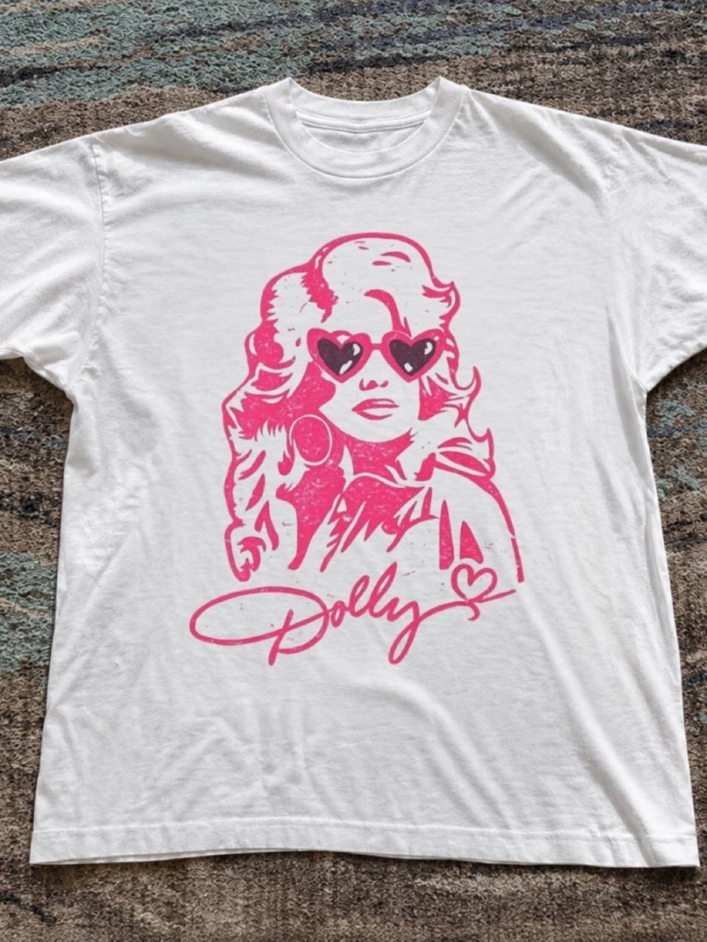 Gildan White Tee with Pink Dolly Graphic